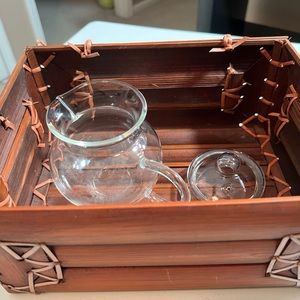 Vintage Numi Tea bamboo hinged trinket keepsake box and tea pot- UGC